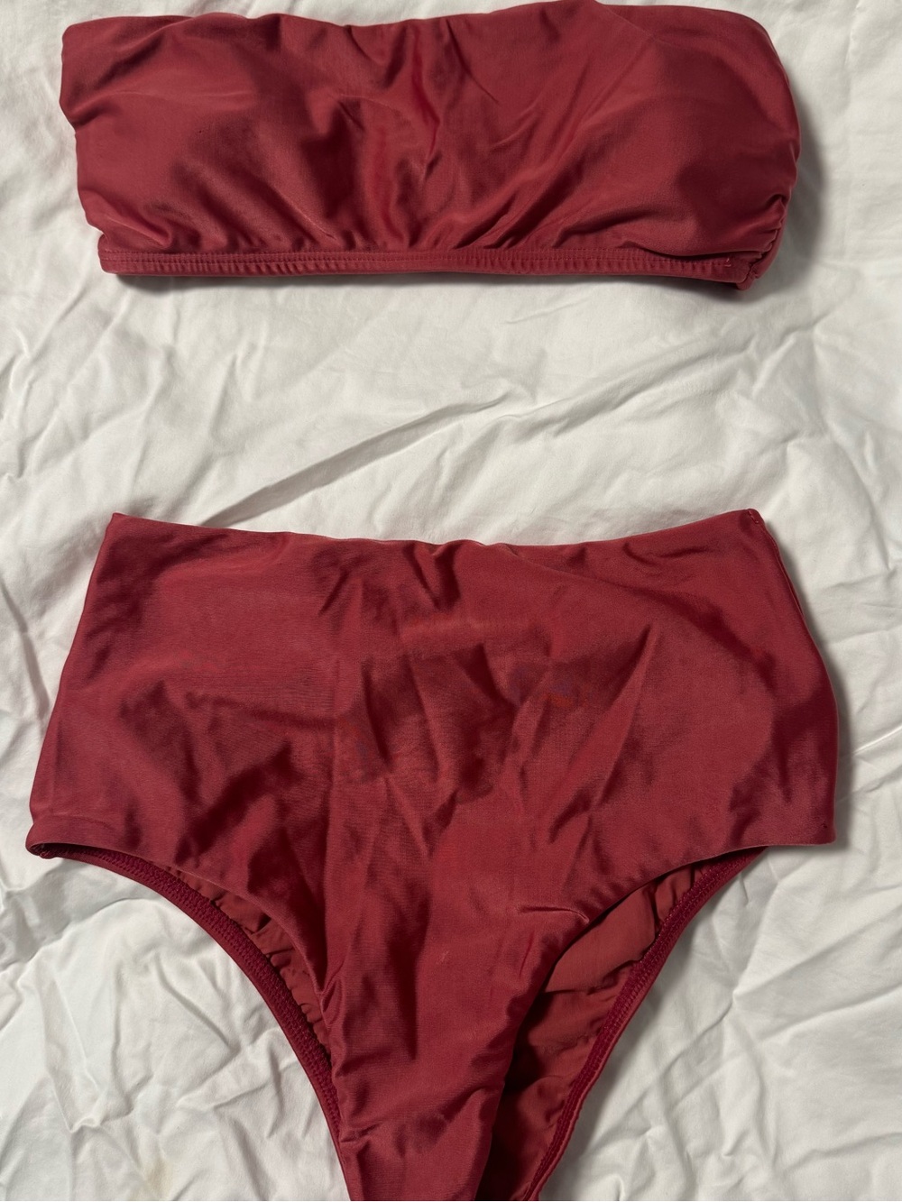 ViX Paula Hermanny Solid Bandeau Bikini Set Blush Pink Brazilian Bottom XS/S